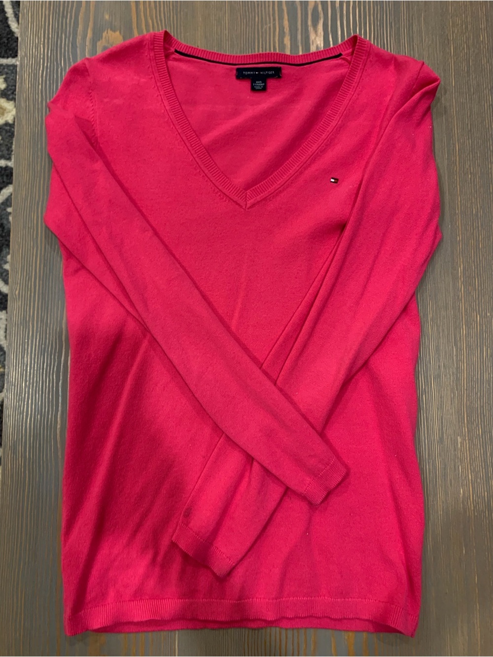 Women’s Hot Pink Tommy Hilfiger V-Neck Sweater